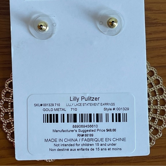 Lilly Pulitzer Lilly Lace Statement Earrings Gold - Picture 5 of 5